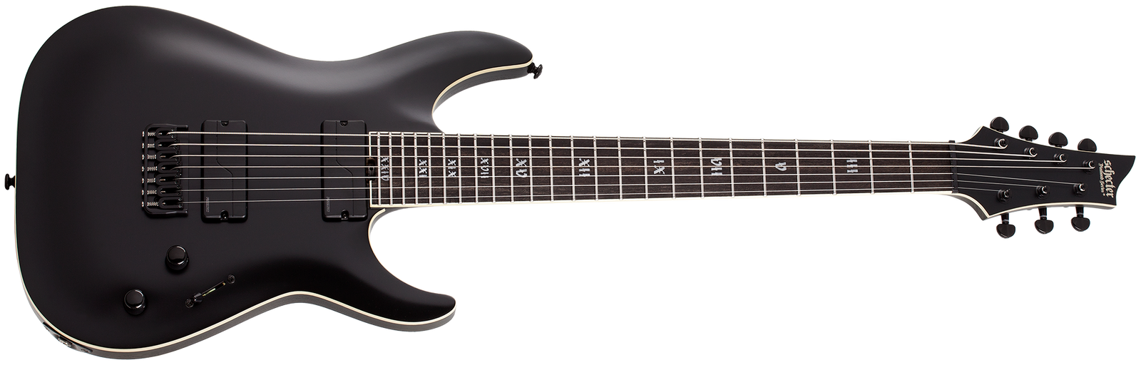 Schecter Evil Twin 7 String Electric Guitar with Swamp Ash Body - Satin Black 1349-SHC - The Guitar World