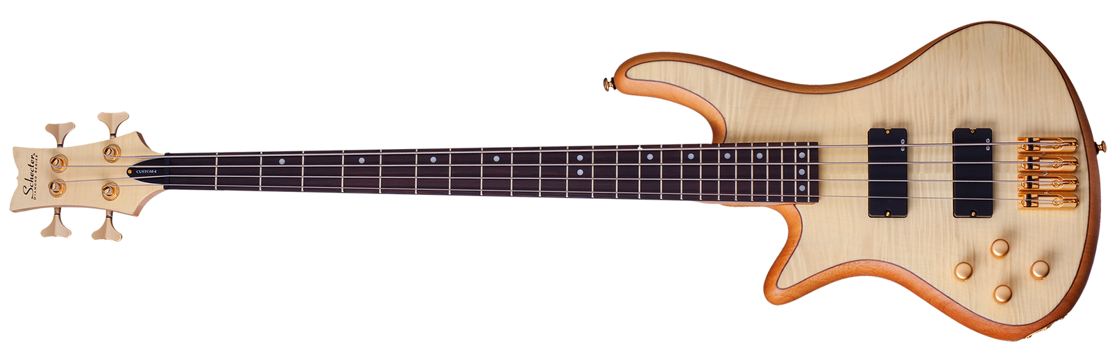 Schecter Stiletto Custom 4 Left-Handed Electric Bass Natural Satin 2532-SHC - The Guitar World