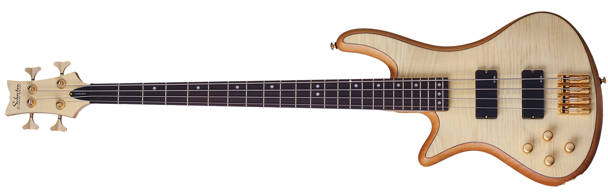 Schecter Stiletto Custom 4 Left-Handed Electric Bass Natural Satin 2532-SHC - The Guitar World