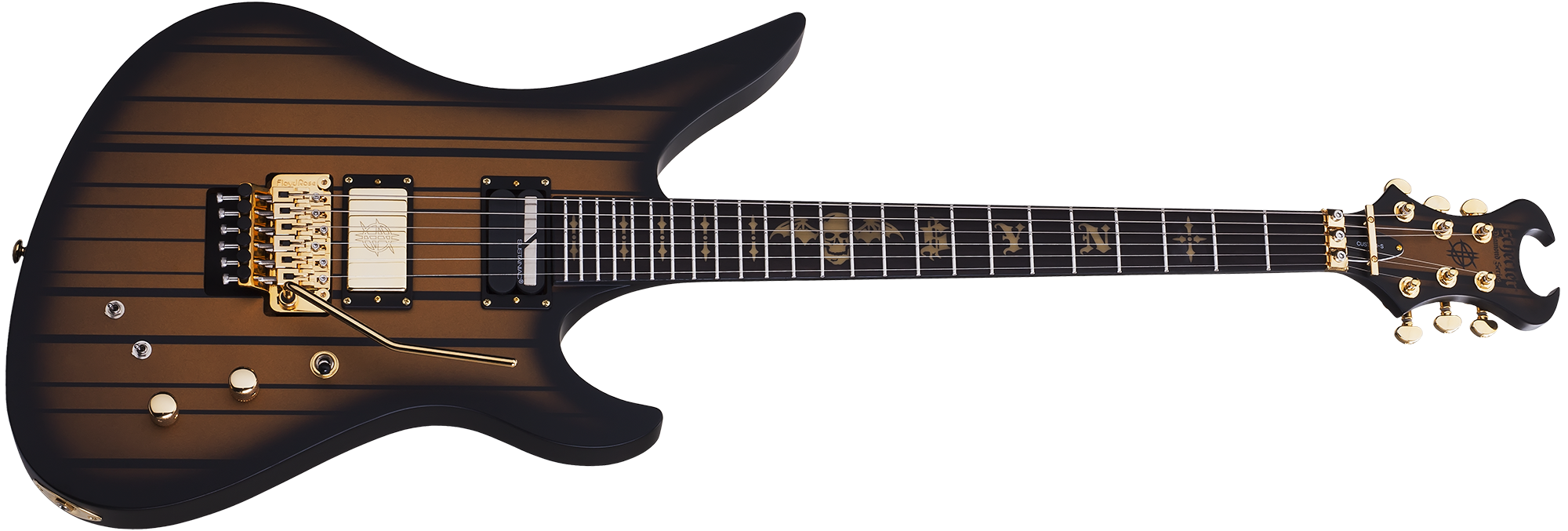 Schecter Synyster Gates Custom-S Solid-Body 6 String Electric Guitar - Satin Gold Burst 1743-SHC - The Guitar World