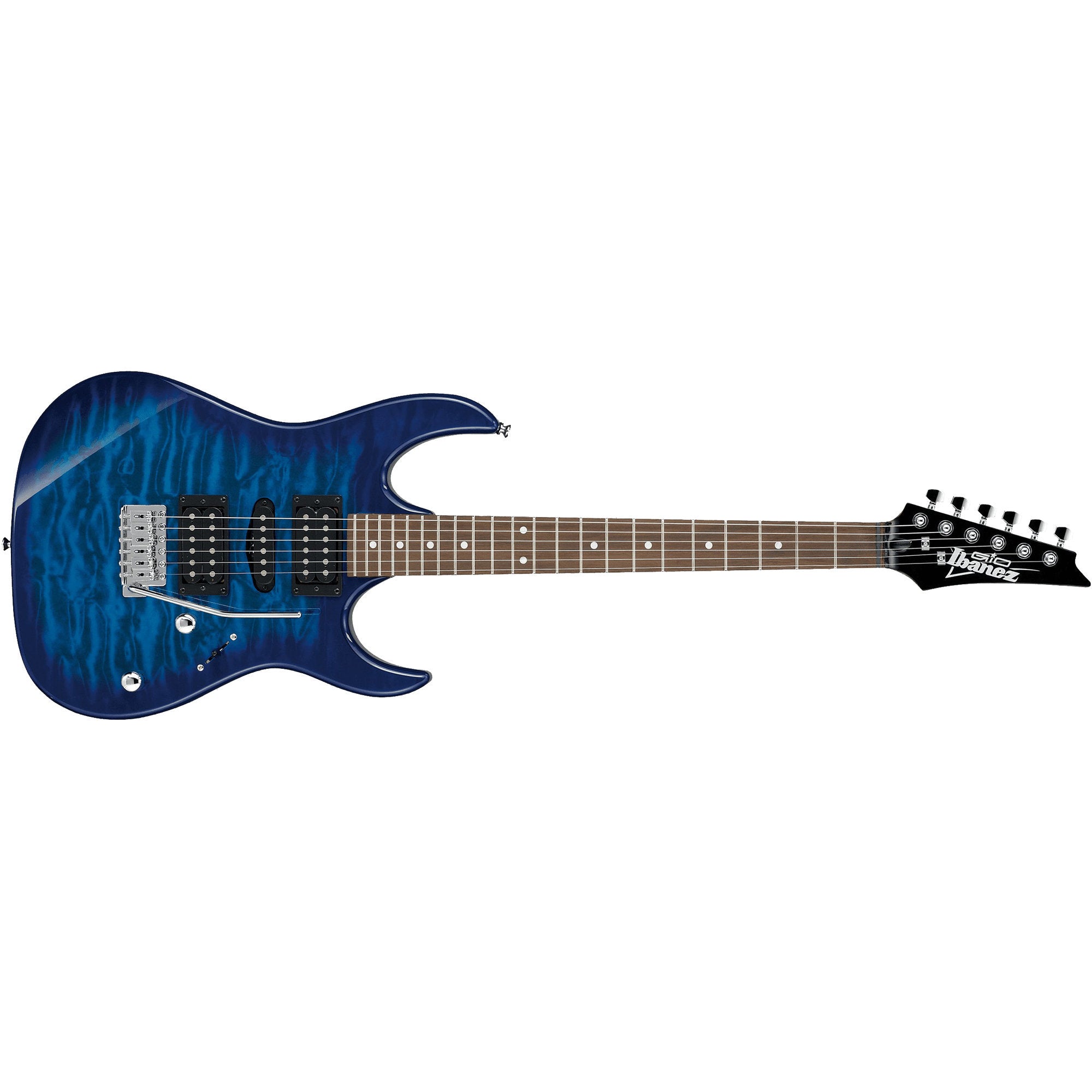 Ibanez GRX70QATBB GRX Series Electric Guitar in Transparent Blue Burst