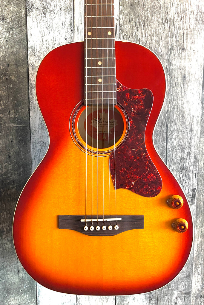 Norman B18 Parlor in Cherry Burst Q-Discrete 049318