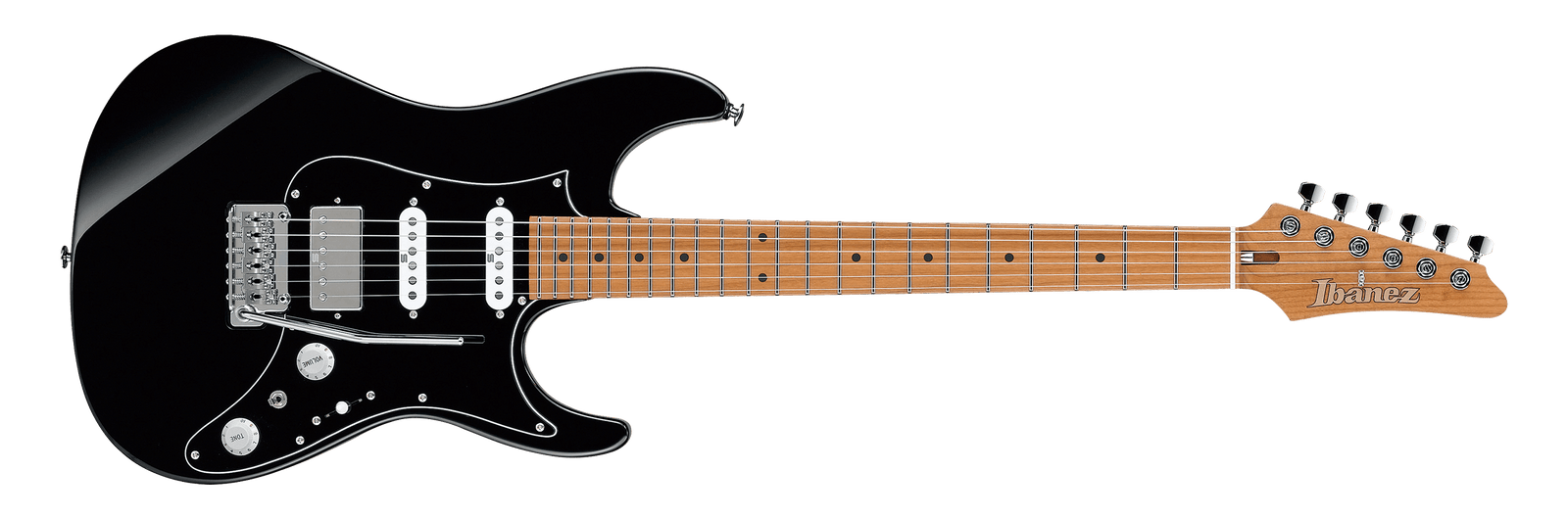 Ibanez Prestige Roasted Maple Neck with Seymour Duncan Hyperion Pickups and Hardshell Case in Black - The Guitar World