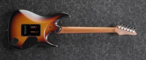 Ibanez Prestige Lefty Roasted Maple Neck with Seymour Duncan Hyperion Pickups and Hardshell Case in Tri Fade Burst Flat - The Guitar World
