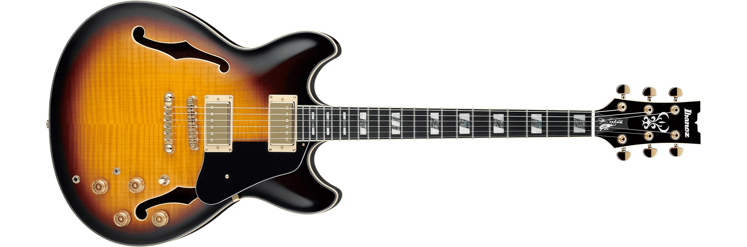 Ibanez JSM10 John Scofield Signature Semi Hollowbody Electric Guitar Vintage Yellow Sunburst 190839481856