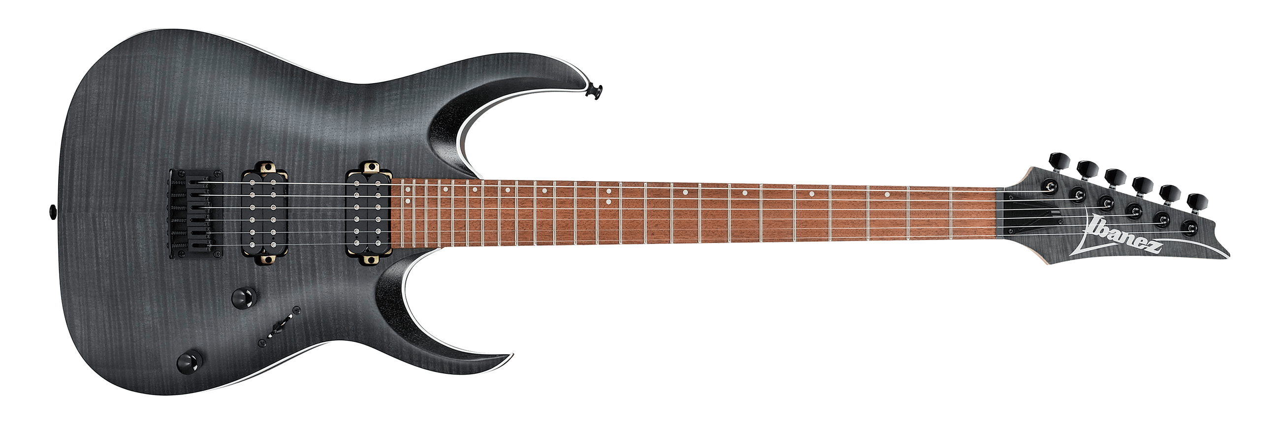 IBANEZ RGA FLAME MAPLE TOP MERANTI BODY MAPLE NECK IN TRANSPARENT GRAY The Guitar World