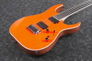 Ibanez Prestige Reverse Headstock Maple Wenge neck, Dimarzio Pickups and Hardshell Case Transparent Fluorescent Orange - The Guitar World