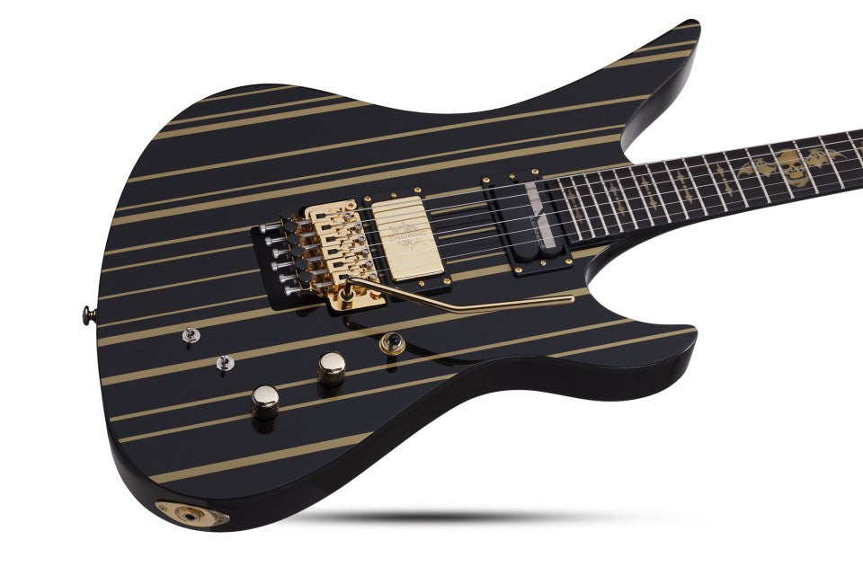 Schecter Synyster Gates Custom-S 6 String Electric Guitar - Black/Gold Stripes 1742-SHC - The Guitar World