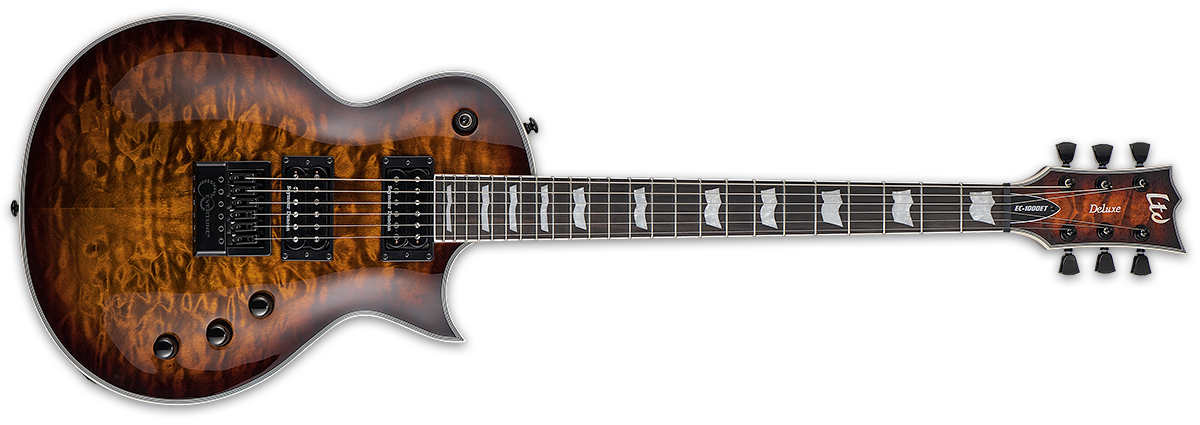 ESP LTD EC-1000 EVERTUNE QUILTED MAPLE SUNBURST IN DARK BROWN SUNBURST - The Guitar World