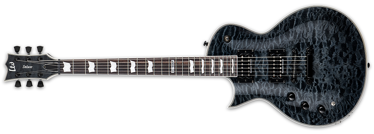 ESP LTD EC-1000 PIEZO QUILTED MAPLE TOP LEFT-HANDED IN SEE THRU BLACK - The Guitar World
